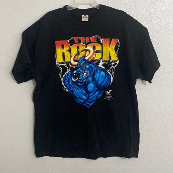 WWF THE ROCK Black Wrestling T Shirt 2000 Size XXL - Picture 1 of 7